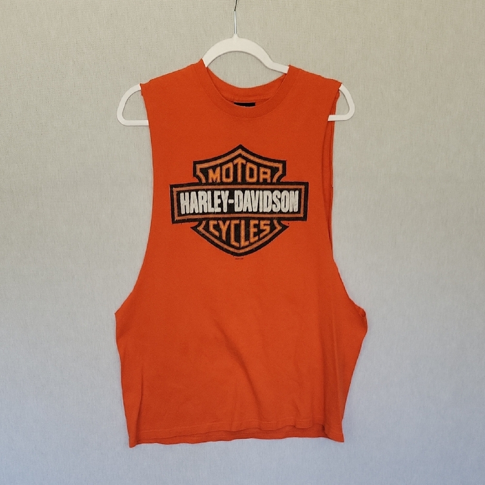 Harley-Davidson Orange Sleeveless Top